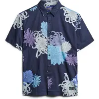 Superdry for man. M4010353A Hawaiian shirt navy (L), Casual, Modal, Short sleeve