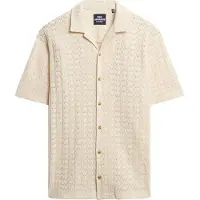 Superdry for man. M4011058A Knitted Texture Shirt beige (M), Casual, Cotton, Short sleeve