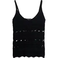 Superdry for woman. W6012031A Black crochet top (XXS), Casual, Cotton, Sleeveless / Straps