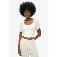 Superdry for woman. W6011857A Woven ruffled T-shirt white (L), Casual, Viscose, Short sleeve
