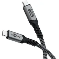 Goobay USB-C-kabel med tekstildeksel, USB4, 240 W, 40 Gbps, strømforsyning, 1 m - Kabellengde 1 m