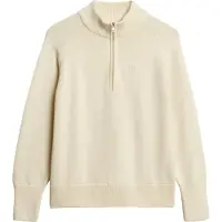Superdry for woman. W6110625A Half-zip Classic beige sweater (XL), Casual, Cotton
