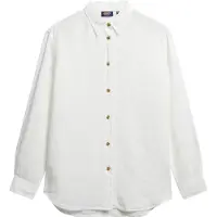 Superdry for woman. W4010463A Linen casual shirt with white boyfriend fit (XS), Long sleeve
