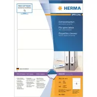 Herma Special - Papir - matt - permanent selv-adhesiv - hvit - 192 x 61 mm 400 etikett(er) (100 ark x 4) opake arkivmappeetiketter