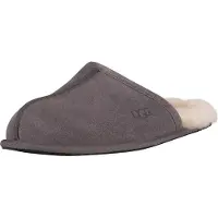 Ugg for man. 1101111 Gray Leather Scuff Slippers (40), Flat, Suede, None, Homewear, Grey