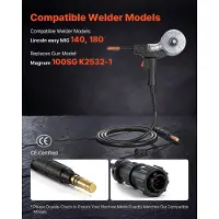 Vevor 130Amp spolepistol med 3m kabel, erstatning for Lincoln Magnum 100SG K2532-1 - med 11 stk. Mig-sveisekontaktrør, ER4043 0,9 mm aluminium Mig-sveisetråd og verktøykasse