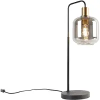 QAZQA Design bordlampe svart med gull og røykglass - Zuzanna