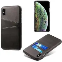 Mtp Products iPhone X/XS KSQ Belagt Plast Deksel med Kortlommer - Svart