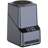 Mtp Products X11 Qi2 15W 3-i-1 MagSafe trådløs ladestasjon med LED-klokke - svart