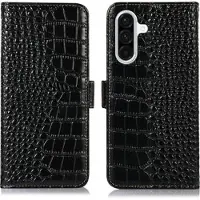 Mtp Products Samsung Galaxy A36 Crocodile Series Lommebok-deksel i Lær med RFID - Svart