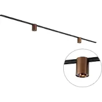 QAZQA Moderne skinnesystem svart med 2 mørke bronsespotter 1-fase - Iconic Rondoo Up