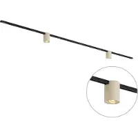 QAZQA Modern Track Lighting System Black with 2 Beige Spotlights 1-Phase - Iconic Rondoo Up