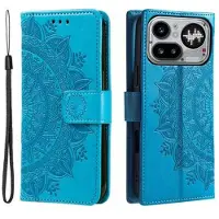 Mtp Products Nothing Phone (4a) Pro Mandala Lommebok-deksel med håndleddsstropp - blå