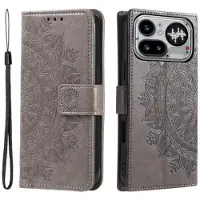 Mtp Products Nothing Phone (4a) Pro Mandala Lommebok-deksel med håndleddsstropp - grå
