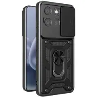Mtp Products Motorola Moto G77/G67 Hybrid-deksel med Roterende Ring med Kameraskjold - Svart