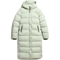 Superdry for woman. W5011738A Long quilted jacket in microfibre green (S), Casual, Recycled Polister, Sustainable
