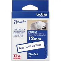 Brother - Tøy - hvit, blå - Rull (1,2 cm) 1 kassett(er) tape - for P-Touch PT-1010, 1080, 1090, 1230, 1290, 18, 2100, 2110, 2430, 3600, 7100, 9800, PT-GL-200