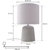 LINDBY bordlampe Thalassia, hvit, Ø 26 cm, keramikk