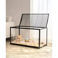 Vevor Hamsterbur, 360° visning gjennomsiktige hamsterhabitater, smådyrbur, 91 x 48 x 59 cm, ventilerte musebur med inngangsdør, bærbart hamsterhus for rotter, marsvin