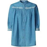 Pepe Jeans for woman. PL3051432 Livia Embroidered denim blue shirt (L), Casual, Cotton, Long sleeve