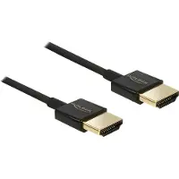 DeLOCK Slim Premium - HDMI-kabel med Ethernet - HDMI hann til HDMI hann - 4.5 m - tredobbeltskjermet snodd ledningspar - svart - 4K-støtte