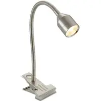 LINDBY Djamila LED-klemmelampe, nikkel satinert