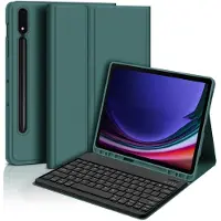 INF Bluetooth-tastaturdeksel + tastatur kompatibelt med Samsung Galaxy Tab S8+/S8 Plus 12,4 tommer - mørkegrønn