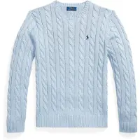 Ralph Lauren for man. 710775885545 Light blue cable knit cotton sweater (S), Casual, Long sleeve