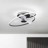 In.tec® LED-takvifte Storm, svart/hvit, Ø 77 cm CCT, stillegående