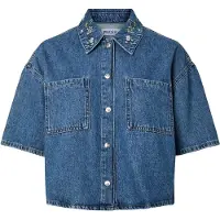 Pieces Pcsky Embroidery 3/4 Denimskjorte