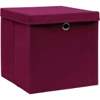 vidaXL Oppbevaringsbokser med deksler 10 stk 28x28x28 cm mørkerød