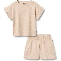 Wheat T-Shirt &amp; Shorts Sett Ally Coral Flowers (116 / 6 år)