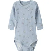 Name it Body I/e - Rib - Bomull/Modal - NbmHobbit - Blue Tåke - - 74 - Langermet Body
