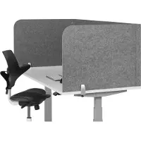 BakkerElkhuizen BE Safety Screen U, Lysegrå, PET-filt, Aluminium, Grå, 1 stykker, 1400 mm