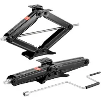 Vevor 6500 lbs saksjekker for bobiler, 4-23,4 tommer saksjekker for stabilisator og nivellering, sett med 2, kraftig stabilisatorjekk med sveivhåndtak, sokkel og vater, ikke lett å bøye eller deformer