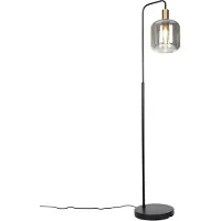 QAZQA Design gulvlampe svart med gull og røykglass - Zuzanna
