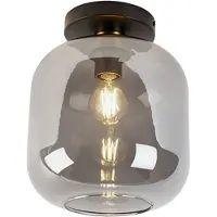 QAZQA Design taklampe svart & gull med røykglass - Zuzanna