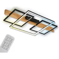 Briloner LED-taklampe Cadre, CCT, 75 cm, svart, tre