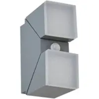 LINDBY LED-vegglampe Sally, 22 cm, grå, IP54, sensor