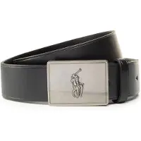 Ralph Lauren for man. 405691693001 Leather belt with black horse plaque buckle (40), Casual, Classic
