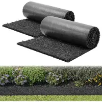 Vevor gummimulchmatte på rull, 2 ruller 244 x 61 cm resirkulert gummimulchmatte, 0,5 tykk skjærbar, redusert ugressvekst, naturlig ugressbarrierematte, permanent gangsti for landskapsarbeid