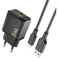 Dudao A23TEU Adapter 12Watt 1xUSB-A (1m USB-A to USB-C cable included) Sort