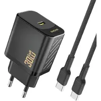 Dudao A27PCEU PD 30W GaN USB-C Wall Charger with USB-C Cable - Black