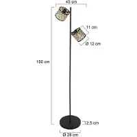 Mexlite Gulvlampe Sumba, 2 lyskilder, svart, naturlig bambus/svart, E14
