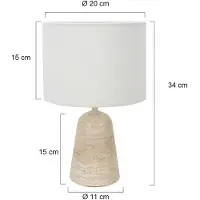 Steinhauer Bordlampe Travino, høyde 34 cm, travertin, lin, E27