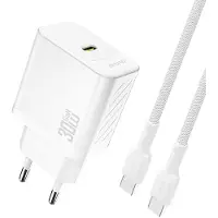 Dudao A27PCEU PD 30W GaN USB-C AC Charger with USB-C Cable - White