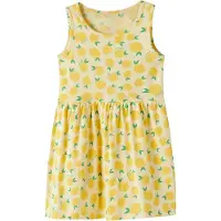 Name it Kjole - NmfVineo - Double Cream/Sitroner - - 6 år (116) - Kjole