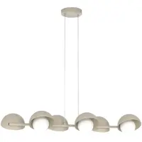 Valotorni Hengelampe BOOM, beige, lengde 88 cm, 6 lyskilder, metall/glass