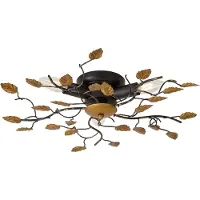 QAZQA Vintage taklampe svart med gull 50 cm 3-lys - Foglie