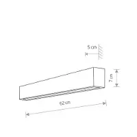 Euluna Vegglampe Straight S, 62 cm, svart